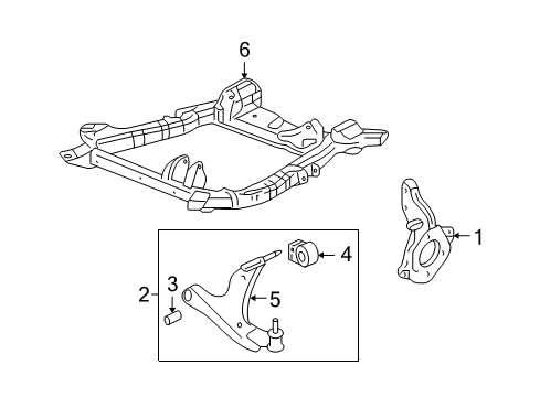 2008 Pontiac Torrent Front Suspension Components, Lower Control Arm, Stabilizer Bar Diagram