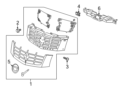 2008 Cadillac Escalade ESV Grille & Components Diagram