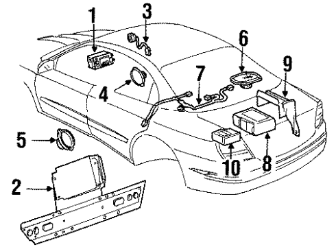 2001 Oldsmobile Aurora Front Driver Speaker Diagram for 25654914