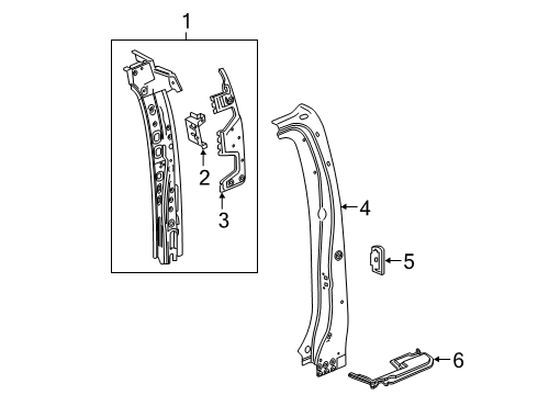 2019 GMC Sierra 1500 Lock Pillar Diagram 4 - Thumbnail