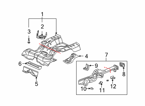 2006 Saturn Ion Rear Body - Floor & Rails Diagram