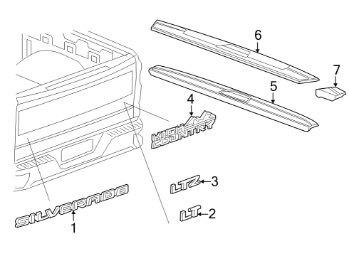 2022 Chevy Silverado 3500 HD Exterior Trim - Pick Up Box Diagram 12 - Thumbnail