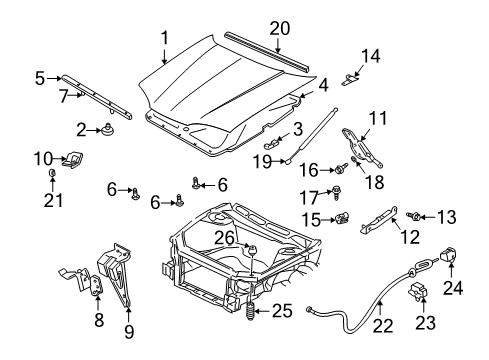 2004 Chevy Monte Carlo Hood & Components Diagram