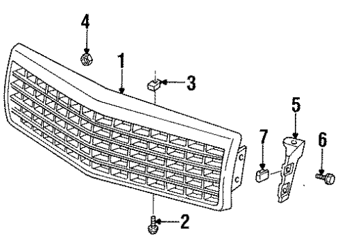 1995 Cadillac DeVille Grille & Components Diagram