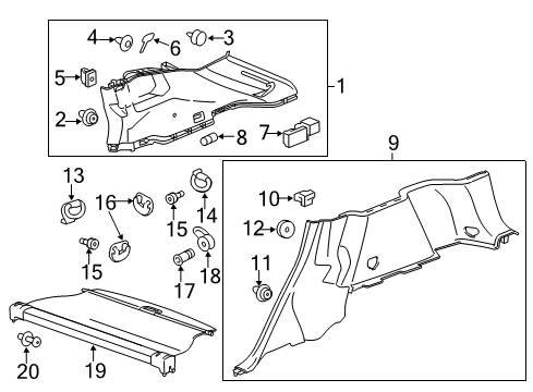 2014 Cadillac SRX Interior Trim - Quarter Panels Diagram