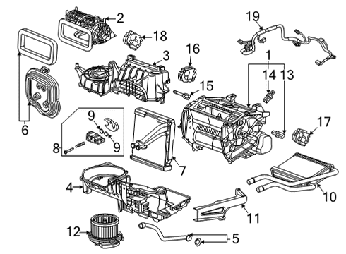 2021 Chevy Corvette A/C Evaporator & Heater Components Diagram