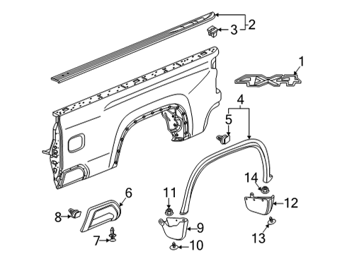 2022 Chevy Silverado 3500 HD Exterior Trim - Pick Up Box Diagram 8 - Thumbnail