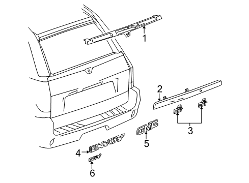 2004 GMC Envoy XUV Exterior Trim - Tail Gate Diagram