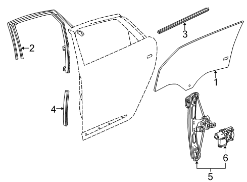 2019 Chevy Impala Rear Door - Glass & Hardware Diagram