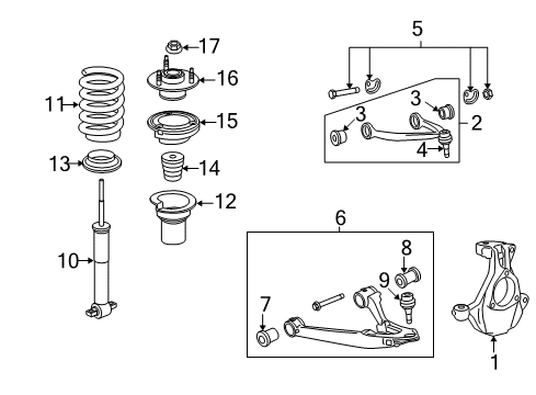 2012 GMC Yukon Front Suspension Components, Lower Control Arm, Upper Control Arm, Ride Control, Stabilizer Bar Diagram