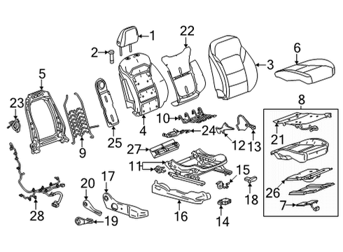 2022 Chevy Bolt EUV Recline Handle, Gray, Front Diagram for 23403880
