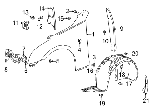 2022 Cadillac CT4 Fender & Components Diagram