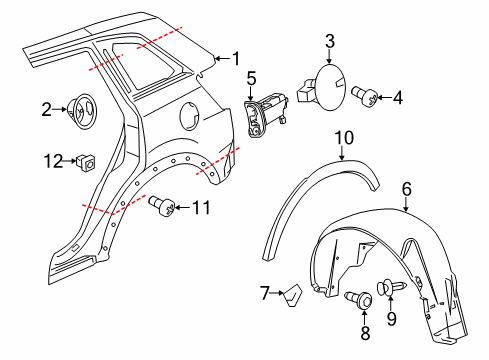 2012 Chevy Captiva Sport Quarter Panel & Components, Exterior Trim Diagram