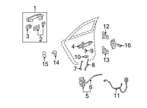 2011 Cadillac CTS Rear Door - Lock & Hardware Diagram