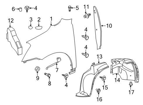 2012 Chevy Traverse Fender & Components Diagram