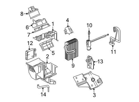 2006 Buick Terraza A/C Evaporator & Heater Components Diagram