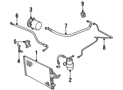 1996 Saturn SC1 A/C Condenser, Compressor & Lines Diagram