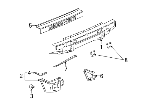 2007 Hummer H2 Bumper Cover Diagram for 89026784