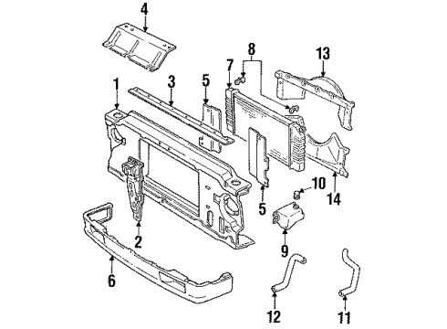 1993 Chevy S10 Radiator & Components, Radiator Support Diagram