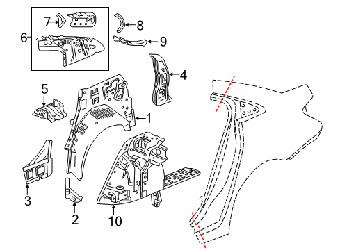 2016 Chevy Cruze Inner Structure - Quarter Panel Diagram