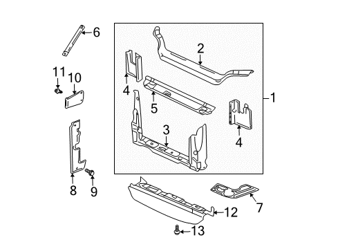 2005 Pontiac Aztek Radiator Support Diagram