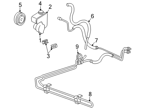 2001 Pontiac Montana P/S Pump & Hoses, Steering Gear & Linkage Diagram