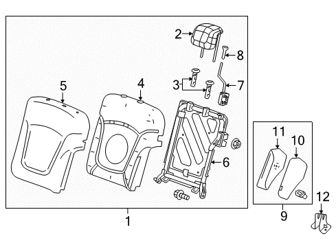 2022 Chevy Spark Rear Seat Components Diagram