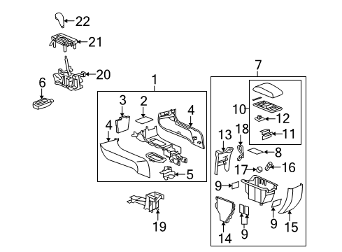 2008 Buick LaCrosse Front Console Diagram for 25933410