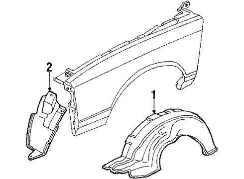 1987 Chevy Monte Carlo Splash Shield, Front Inner Passenger Side Diagram for 14013480