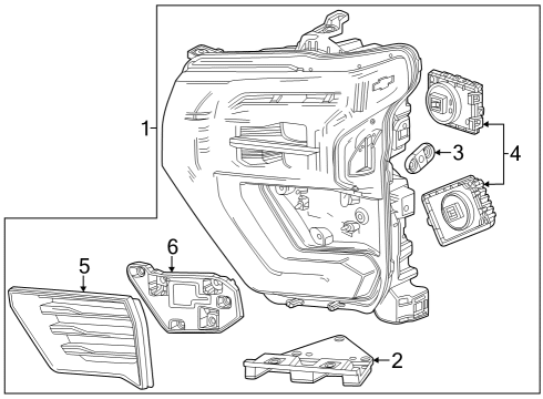 2024 Chevy Silverado 3500 HD Headlamp Assembly, Front Passenger Side Diagram for 86514718
