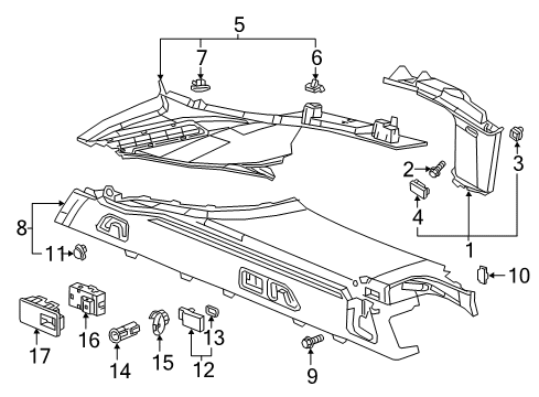 2018 Buick Regal TourX Interior Trim - Quarter Panels Diagram