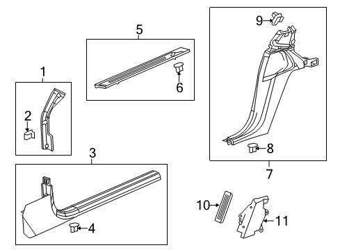 2017 Chevy Corvette Interior Trim - Pillars, Rocker & Floor Diagram