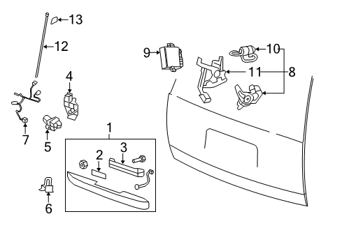 2007 Cadillac Escalade Lift Gate - Lock & Hardware Diagram