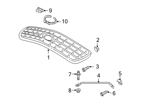 2000 Cadillac Seville Grille & Components Diagram