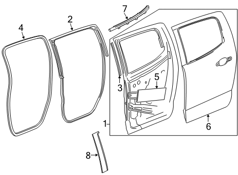 2021 GMC Canyon Door & Components, Exterior Trim Diagram