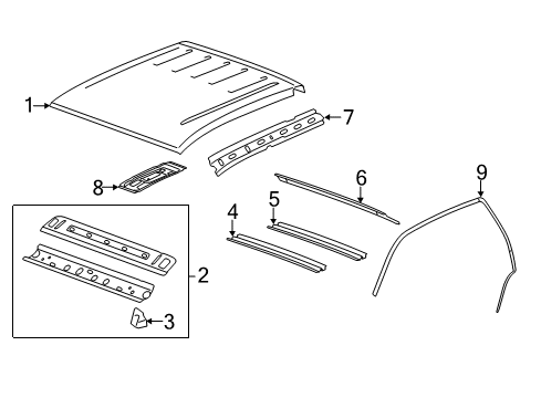 2014 GMC Sierra 3500 HD Roof & Components Diagram