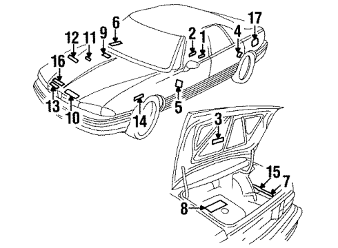 1992 Pontiac Bonneville Caution Label Diagram for 25534703