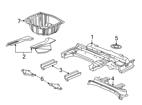 2013 Chevy Caprice Rear Body - Floor & Rails Diagram