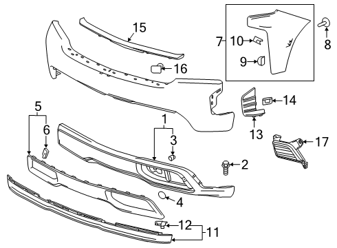 2019 Chevy Silverado 1500 LD Front Bumper Diagram