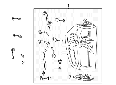 2022 Chevy Suburban Tail Lamp Upper Retainer Diagram for 84451820