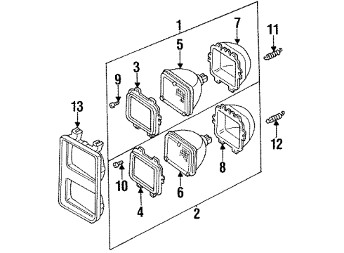 1985 Chevy C20 Suburban Headlamp Assembly Diagram for 16501995