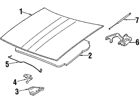 1988 Buick Skyhawk Hood & Components Diagram