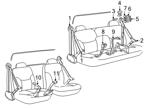 1996 Chevy C3500 Lap & Shoulder Belt, Driver Side Diagram for 12376731
