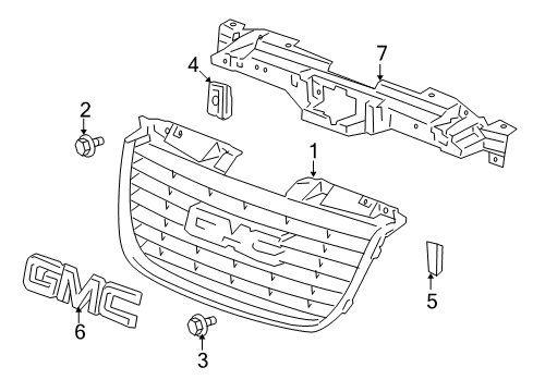 2007 GMC Yukon Grille & Components Diagram