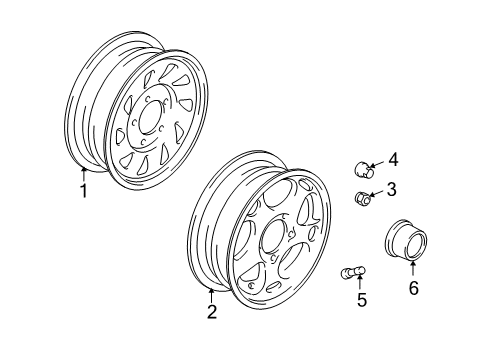 2000 Chevy Tracker Wheels, Covers & Trim Diagram