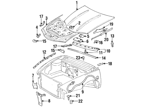1998 Oldsmobile Aurora Hood & Components Diagram