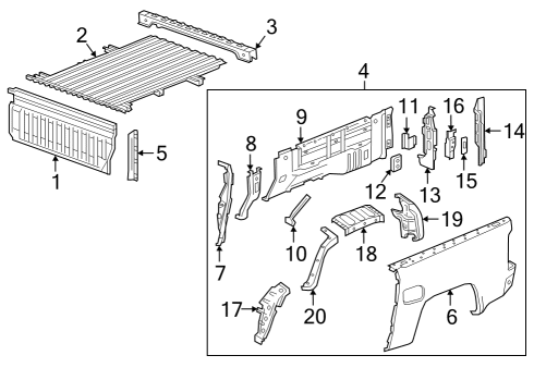 2020 Chevy Colorado Pick Up Box Components Diagram