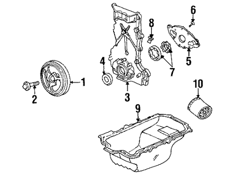 2000 Saturn SW2 Engine Parts, Mounts, Cylinder Head & Valves, Camshaft & Timing, Oil Pan, Oil Pump, Crankshaft & Bearings, Pistons, Rings & Bearings Diagram