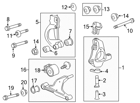 Bolt, Steering Knuckle Lower Control Arm Diagram for 11589281