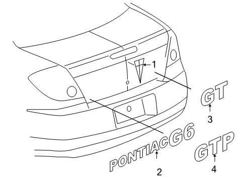 2006 Pontiac G6 Nameplate, Rear Diagram for 22697791